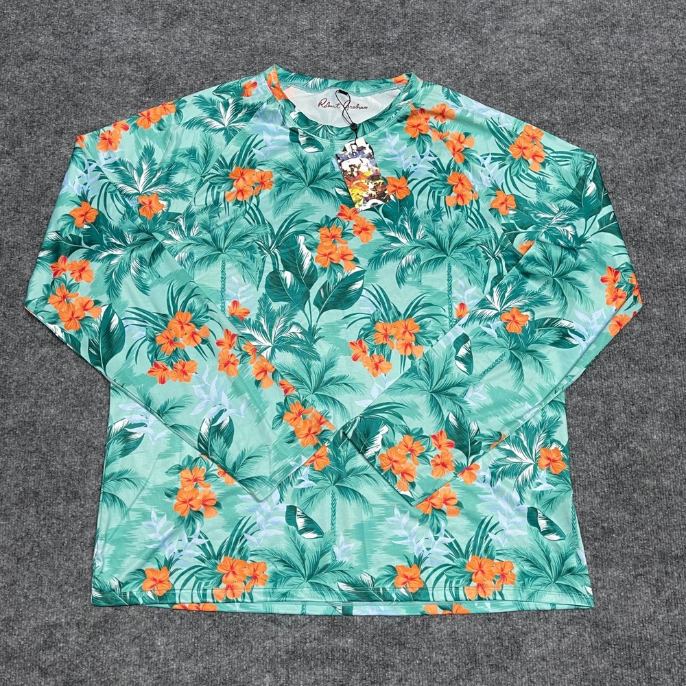 Robert Graham Shirt Mens XXL 2XL Green Tropical Forest Cabbage Long Sleeve
